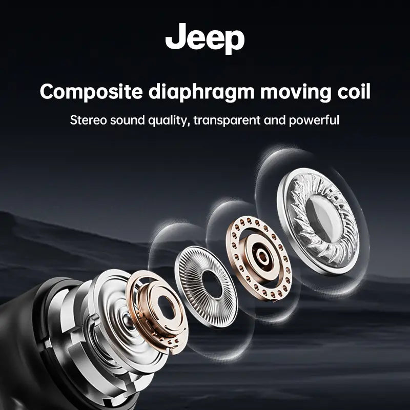 Jeep JP EW011 TWS Bluetooth 6.0 Earphones - Stereo Bass, Noise Cancelling Mic, IPX5 Water Resistant, 20H Playback for Sports