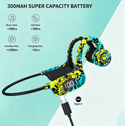 G9 Wireless Bone Conduction Headphones - Sweat Resistant Open-Ear for Sports, Running, Gym and Cycling, TF Card Slot, Power Display