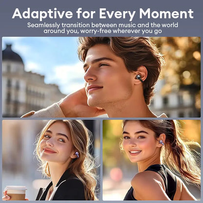 HYUNDAI C03 Clip-On Wireless Headphones - Bluetooth 6.0, 360° Panoramic Sound, IPX5 Water Resistant Earbuds for Sports, Music and Calls