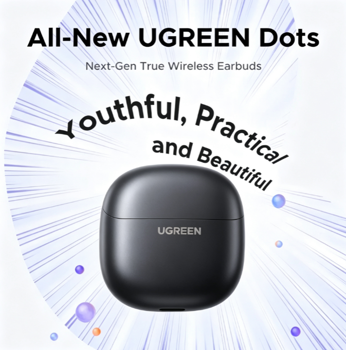 UGREEN Dots Wireless Earbuds - Bluetooth 6.0, 35H Playtime, 80ms Low Latency, Noise Cancelling