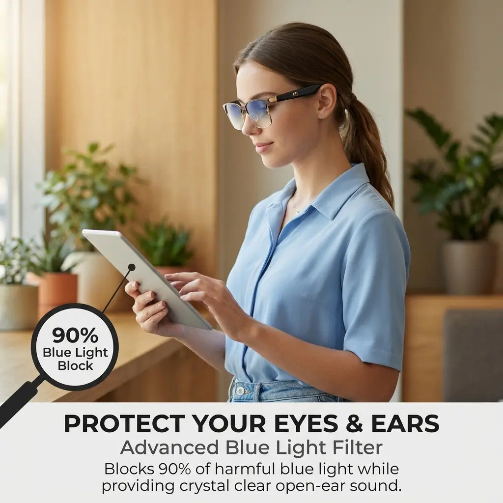 MIRO M10Pro Smart Audio Glasses with Lifetime Free Membership - 10-Hour Battery, Blue Light Filter, Stereo Audio for Meetings, Work, Travel and Daily Use