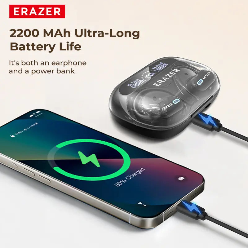 ERAZER XP18 Powerbank Earbuds,Can Charge Phones,Wireless Bluetooth Headphones, Bluetooth 6.0, OWS Earphones , Sports Headphones, High Sound Quality Headphone, Daily Waterproof Wear Comfortable for Daily Calls Compatible with Android/IOS image 4