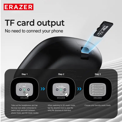 ERAZER OWS Touch Screen Earphone Bluetooth 5.4 Wireless Headphones Noise Canceling TF Card Headset HIFI Stereo Full-Color Display Multifunctional Earbuds With Mic