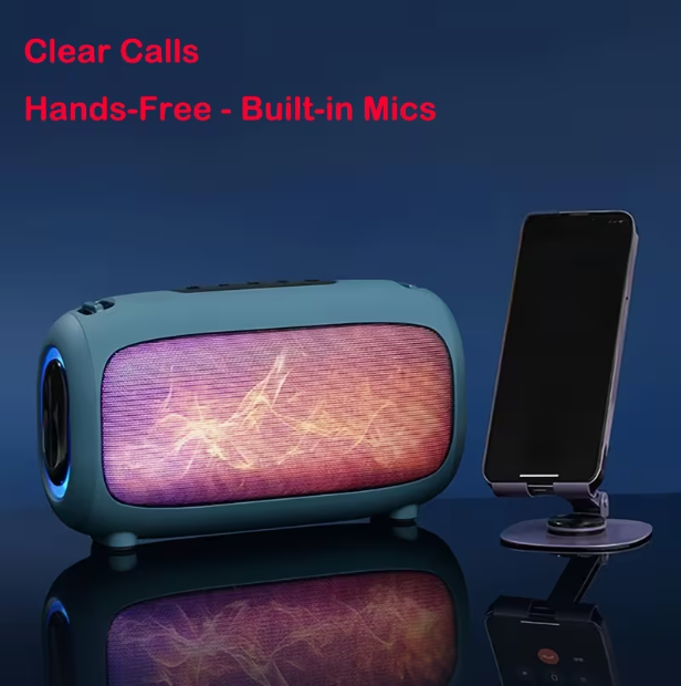 Portable Bluetooth Speaker with Lights – Crystal Clear Sound, All-Day Playtime, AUX/TF-Card Input, Bluetooth 5.3, TWS Pairing, for Outdoor Use