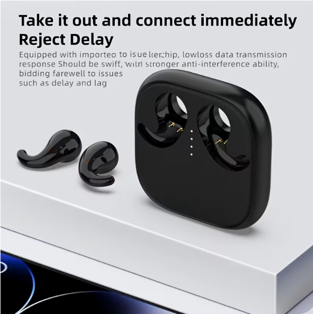 True Wireless Ear-Clip Headphones – Open Stereo Sound, Ultra-Low Latency Game Mode, Copper Ring Speaker, Touch Control, Long Battery Life, Lightweight & Secure Fit