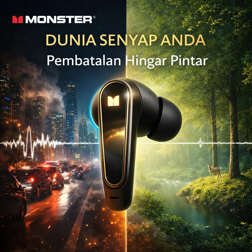 Monster MQT52 TWS Wireless Gaming Earbuds - Bluetooth 5.4, Hi-Fi Stereo, Noise Cancellation, Touch Controls, Long Battery Life