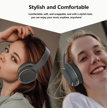 Wireless Over-Ear Headphones with Noise Cancelling – FM Radio, AUX & USB-C, Soft Earpads, Foldable, Breathing Lights, Mic, Compatible with PC/Laptop/Phone/Tablet/PS/Xbox