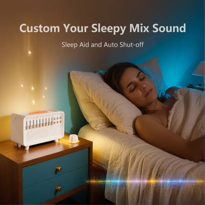 4-in-1 Wireless White Noise Machine – 8 Nature Sounds, Essential Oil Diffuser, Bluetooth Speaker, Night Light – Perfect for Sleep, Meditation, Work, Learning & Yoga