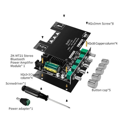 2.1 Channel Bluetooth Audio Power Amplifier Board Module for DIY Home Theater