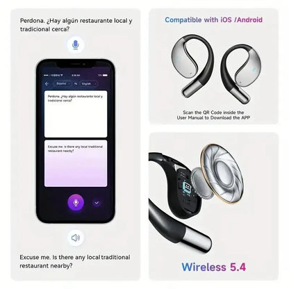 Wireless Translation Earbuds - Real-Time 144 Languages, Intelligent Noise Cancelling Earphones for Running and Exercise
