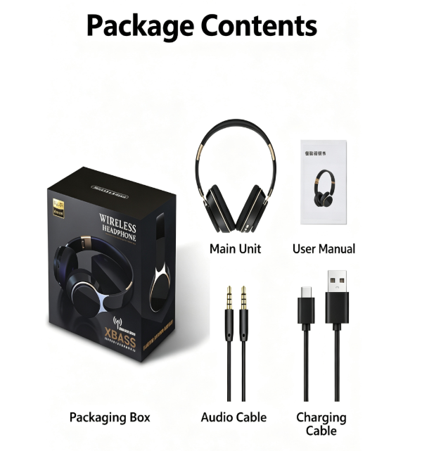Wireless Over-Ear Headphones with Microphone - Deep Bass, Comfortable Protein Ear Cushions, Bluetooth Gaming Headset for PC and Travel