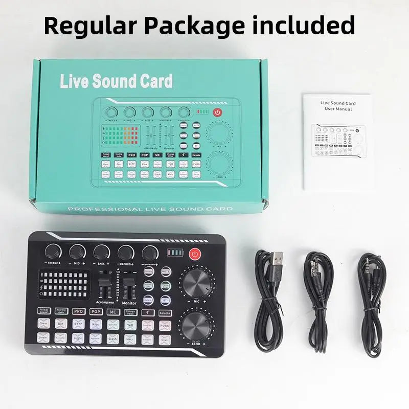 F998 Live Sound Card Audio Mixer – Podcast Interface with DJ Effects, Voice Changer & Sound Effects for Karaoke, Live Streaming, Gaming PC