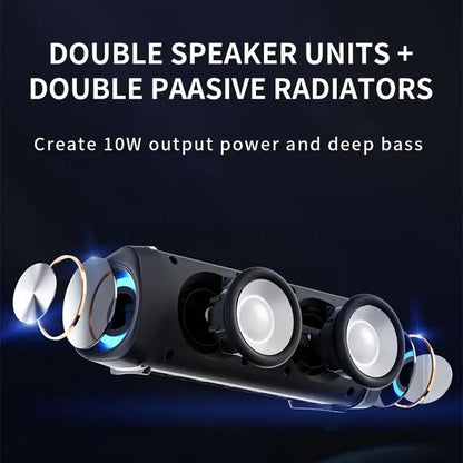 Portable Wireless Speaker with Subwoofer & LED Light – Rechargeable, Bluetooth, Multifunctional for Outdoor, Home, Office & PC Use