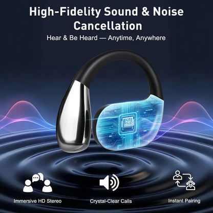 True Wireless Stereo Headphones – Long Battery Life, Open-Back Design, Touch Control, USB-C Charging, Ideal for Gaming & Calls