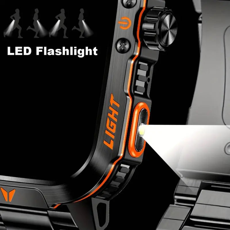 2026 Manly Style Smart Sports Watch with LED Lights - Wireless Calling, Message Reminders, Sports Mode, Voice Assistant and More for Men, Compatible with Android and iPhone