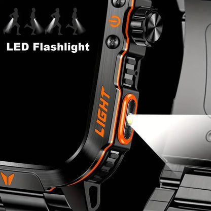 2026 Manly Style Smart Sports Watch with LED Lights - Wireless Calling, Message Reminders, Sports Mode, Voice Assistant and More for Men, Compatible with Android and iPhone
