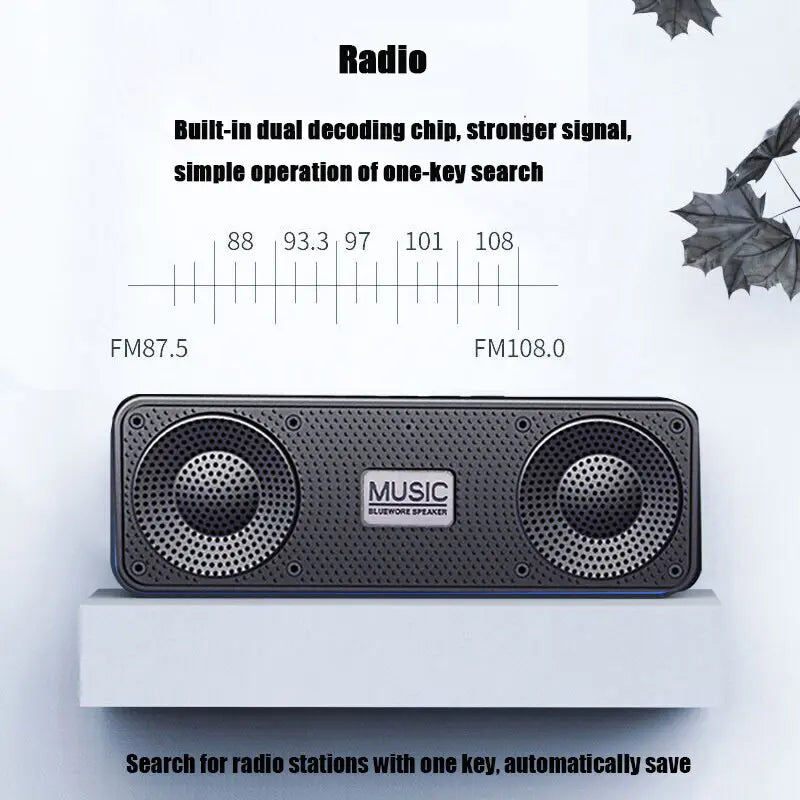 Portable HiFi Bass Wireless Bluetooth Speaker - Powerful Subwoofer Soundbar for Outdoor Music