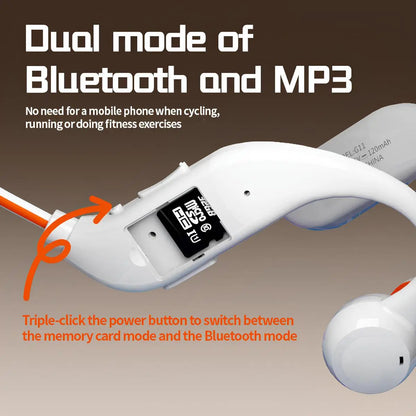 G11 Open-Ear Bluetooth Bone Conduction Sport Headphones - Sweat Resistant Wireless Earphones with Built-in Mic and Hair Band for Workouts and Running