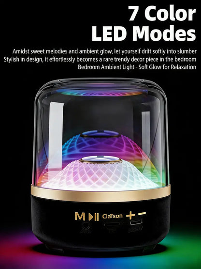 Aurestudia Sixth Generation Bluetooth Stereo Speaker with LED Light - Premium Bass, TWS Dual Technology for Mobile Phones and Home Theater Audio