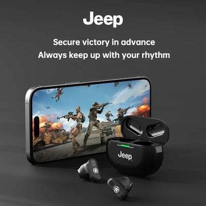 Jeep JP EW011 TWS Bluetooth 6.0 Earphones - Stereo Bass, Noise Cancelling Mic, IPX5 Water Resistant, 20H Playback for Sports