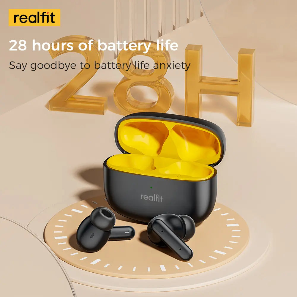 Realfit F3 APP Control TWS Earbuds - ANC Noise Cancelling, 360° Spatial Sound, IPX5 Water Resistant