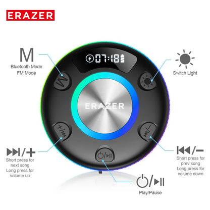 ERAZER XM102 – IPX6 Waterproof Shower Bluetooth Speaker with Suction Cup, Portable Wireless Speaker for Home/Party/Outdoor/Beach