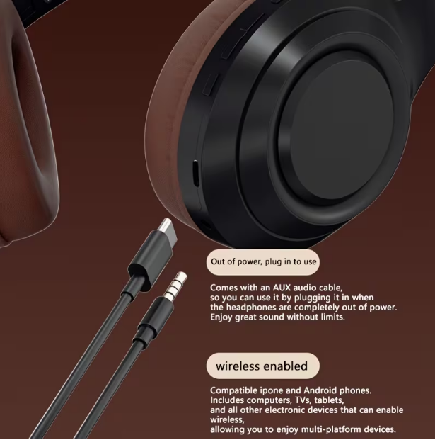 Active Noise-Cancelling Wireless Headphones – Deep Bass, Clear Calls, HiFi Stereo, Built-in Mic, 46H Battery, Foldable Lightweight, Compatible with 3.5mm Audio Cable