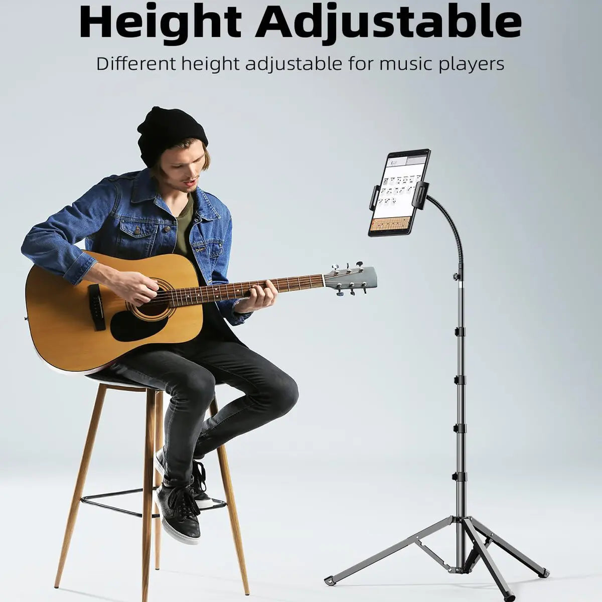 Weilisi 82" Heavy Duty Tablet Tripod Stand – Floor Stand with Remote & Adjustable Gooseneck for Watching/Stream/Recording, Compatible with iPad Pro 12.9"/Kindle/iPhone and All 4.5-13" Tablets & Phones