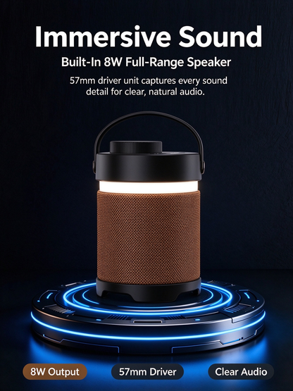 Outdoor Lighting Bluetooth Speaker - Outdoor Camping Lantern Speaker, Long Battery Life Portable Illumination Waterproof Speaker with Ambient Light