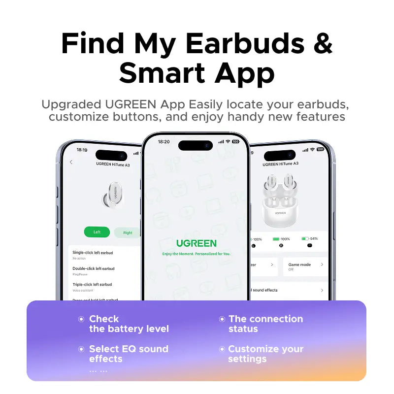 UGREEN Dots Wireless Earbuds - Bluetooth 6.0, 35H Playtime, 80ms Low Latency, Noise Cancelling