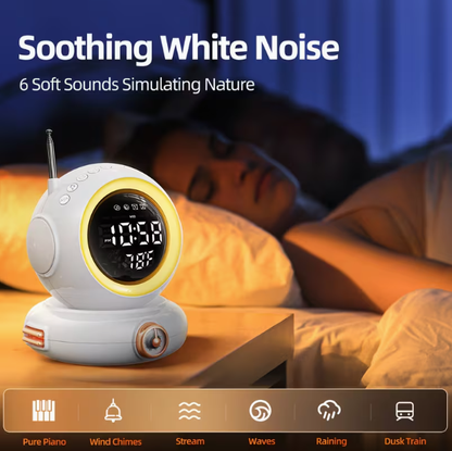 Wake-Up Light Alarm Clock with Wireless Speaker – Dual Alarms, FM Radio, Sunrise Simulation, Snooze, 8 Brightness Levels, 6 Soothing Sounds, ABS Bedside Clock