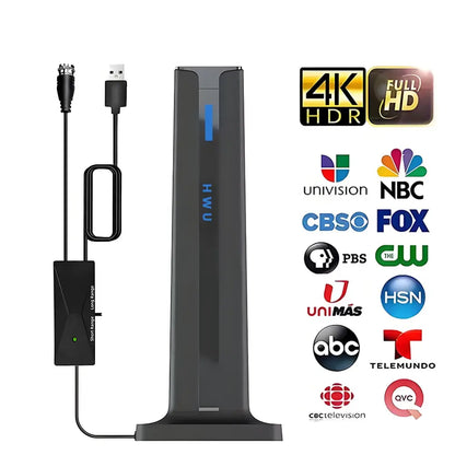 TV Antenna Indoor/Outdoor Long-Range HD Signal Amplifier - Upgraded Stable Signal Reception for Urban, Rural and RV Use