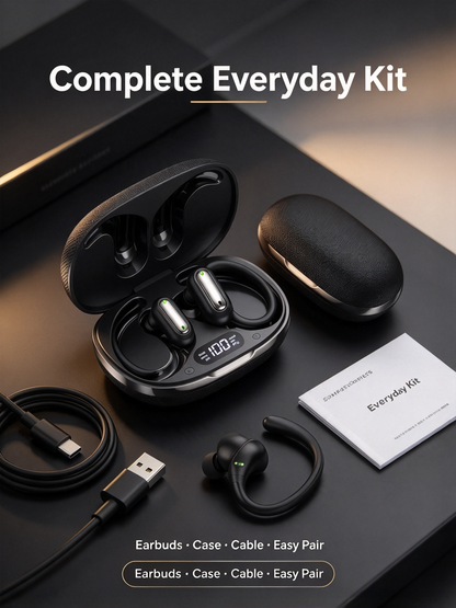 S13 Ear-Hook Bluetooth Earphones - ANC Noise Cancelling, Hi-Fi Sound, Long Battery for Sports