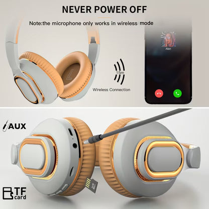 Shock Bass Wireless Over-Ear Headphones with Mic - FM Radio, TF Card, AUX, Foldable for Travel, Home and Office