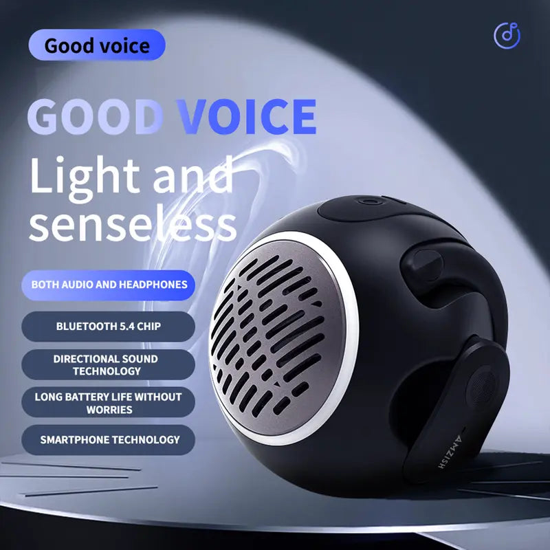 2-in-1 Wireless Open Headphones & Speaker – Bluetooth 5.4, Waterproof Sports Earbuds with Mic, Noise Cancelling, Hands-Free Calling, Compatible with iOS & Android – Ideal for Gaming & Outdoor