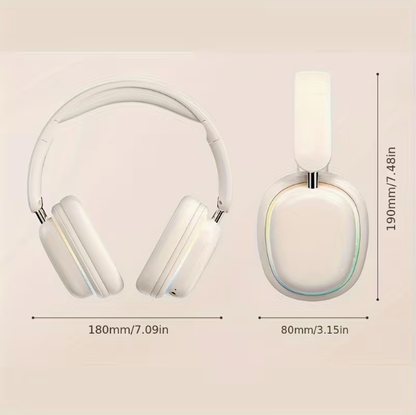 Over-Ear Bluetooth Headphones with Lighting Effects – Stylish & Trendy, Versatile for Entertainment & Study
