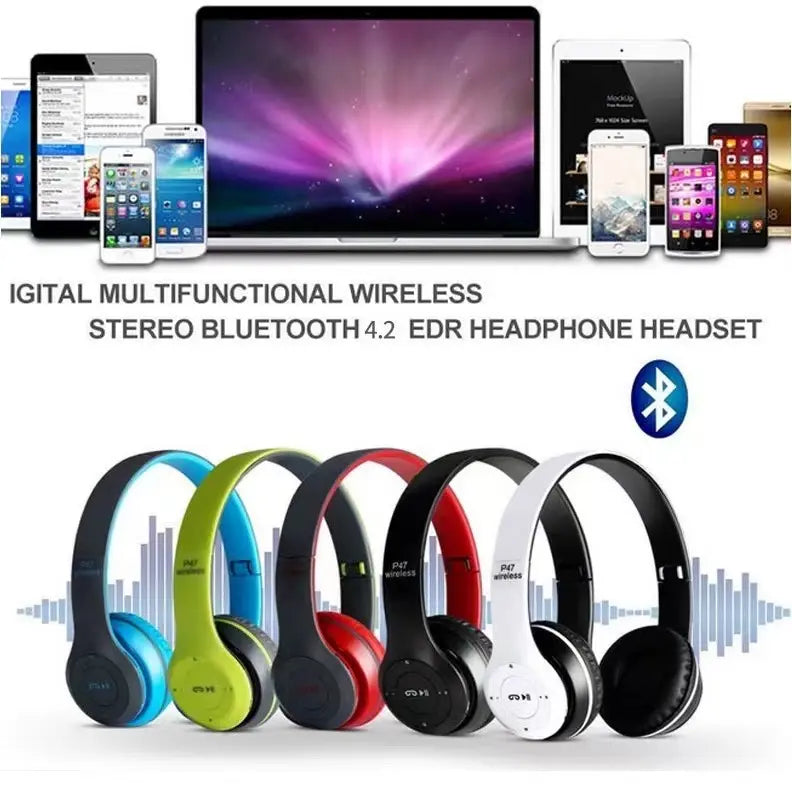 Buy 1 Get 1 Free P47 Wireless Bluetooth 5.0 Foldable Over-Ear Headphones - Order 1 Get 2, Built-in Mic, Noise Reduction, USB Rechargeable