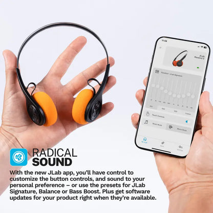 JLab Rewind 2 Wireless Retro Bluetooth Headphones - 20+ Hours Playtime, Custom Sound, Rechargeable Lightweight Design