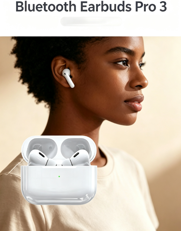 Pro 3 ANC Bluetooth Earbuds – Active Noise Cancelling, Extended Playtime, Touch Control for Sports & Work