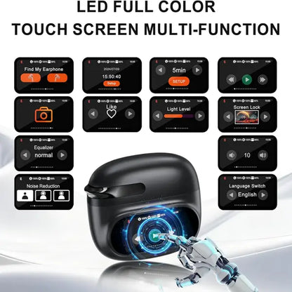 OUO O1 Wearable Open-Ear Headphones Bluetooth 5.4, LED HD Display, High-Fidelity Audio, Noise Cancellation, IPX7 Waterproof, Fast Charging, for Office & Sports, High-Quality Audio Calls, Studying Use