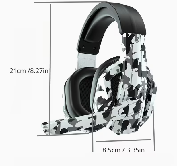 Gray Camo Wired Gaming Headset with Mic – Noise Isolating, Volume Control, 3.5mm/USB, for PS/Xbox/Switch