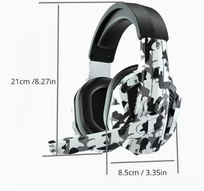 Gray Camo Wired Gaming Headset with Mic – Noise Isolating, Volume Control, 3.5mm/USB, for PS/Xbox/Switch