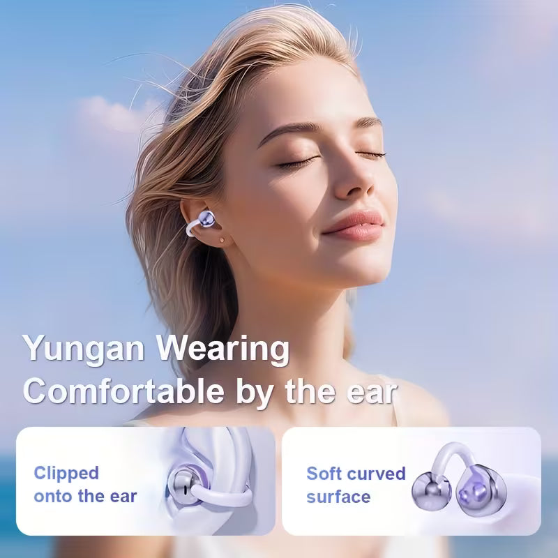 Ear Clip Earbuds – Wireless Sports Earphones with Built-in Mic, Ear Hook, Crystal-Clear Calls