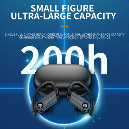 Wireless Sport Earbuds with Earhook – 30Hrs Playtime, IPX7 Waterproof, Digital Display, Built-in Mic, Stereo Sound for Workout, Running & Gym