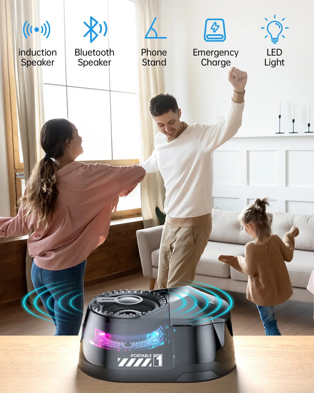 3-in-1 Portable Magnetic Bluetooth Speaker Headphones Phone Holder – Dual Separate Bluetooth 5.4, 600mAh Battery, Twin Wireless Speakers + Headphones for iPhone/Android, Travel Office Multi-Device