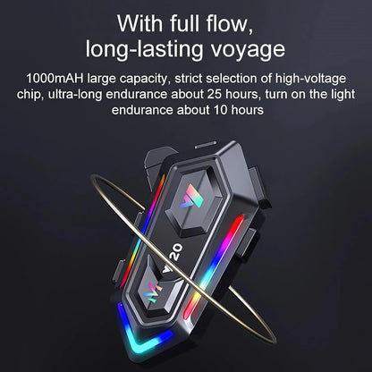 Motorcycle Helmet Headset BT5.0 – Wireless Stereo Earphones with Noise-Cancelling Microphone, Waterproof & RGB Lights – Perfect Bluetooth Motorcycle Accessories