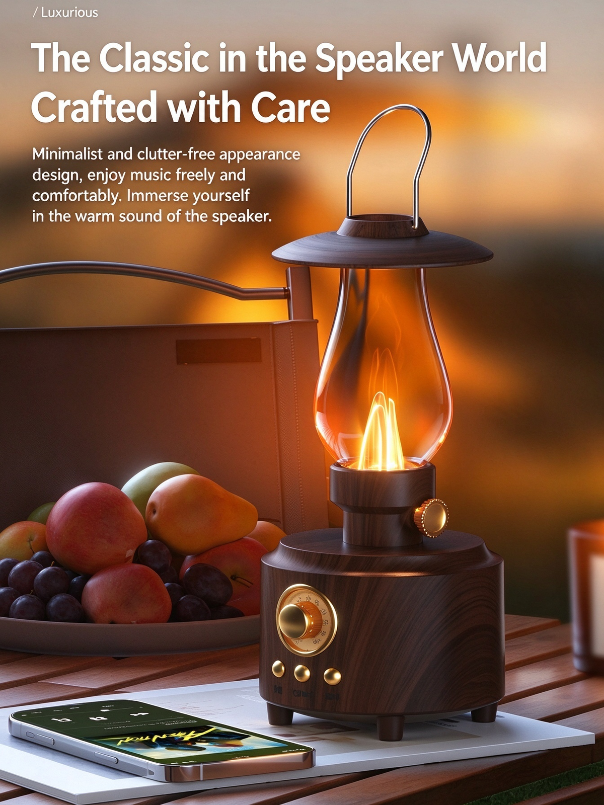 Kerosene Lantern Bluetooth Speaker - Retro Desktop Bluetooth Hi-Fi Audio, Portable Outdoor Camping Speaker with Lighting & Ambient Lamp