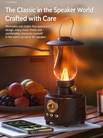 Kerosene Lantern Bluetooth Speaker - Retro Desktop Bluetooth Hi-Fi Audio, Portable Outdoor Camping Speaker with Lighting & Ambient Lamp