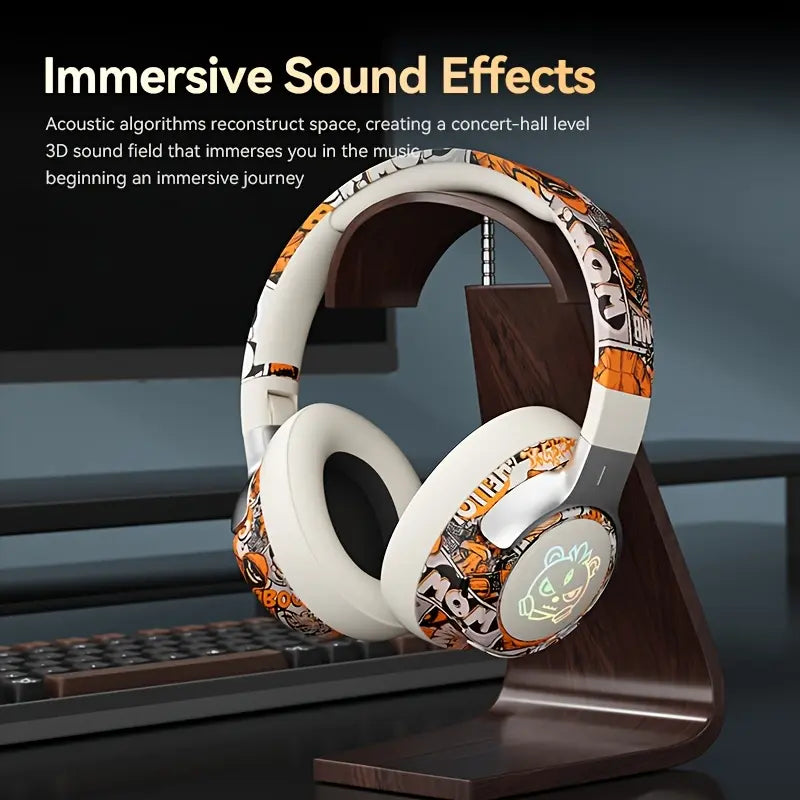 LED Light Wireless Headphone – Foldable Bluetooth Headphones for Gaming, Compatible with PC/iOS/Computers, Electronics Audio Headphone