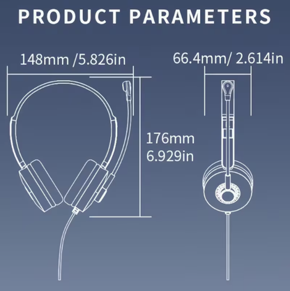 Wired Over-Ear Headset with Type-C – HD Call, Lightweight, for Business, Online Classes, Learning, Live Streaming, Music & Gaming